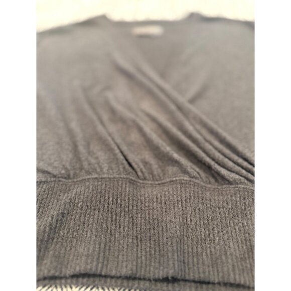 Anthropologie Dark Gray Knit Wrap Sweater Top - Picture 3 of 11